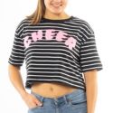 Ladies Short Striped Oversized TeeDetailbild0