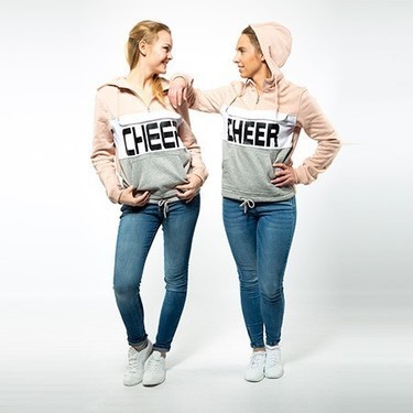 Ladies Color Block Sweat Pull Over Hoody - CHEER