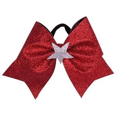Hairbow - Glitter Star - Red Silver