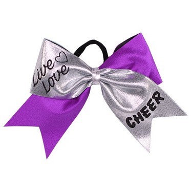 Hairbow - Metallic Live Love Cheer - Silver Fuchsia