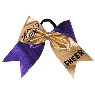 Hairbow - Metallic Live Love Cheer - Purple Gold