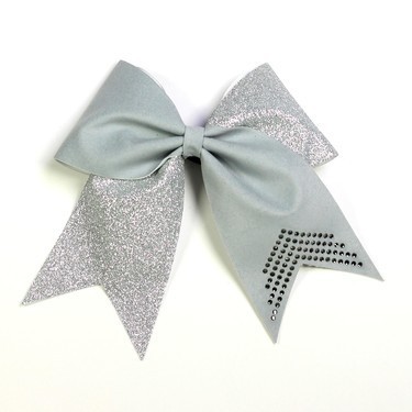 Hairbow - Rhinestone Glitter Velvet - Grey Silver