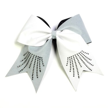 Hairbow - Waterfall Rhinestone Velvet - White Grey