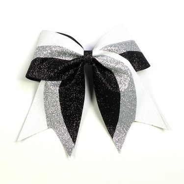Hairbow - Glitter Tricolor - White Silver Black