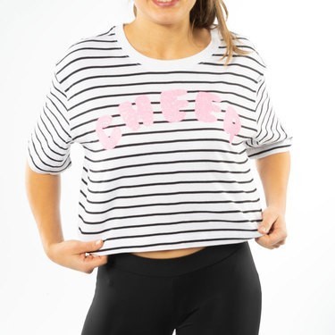 Ladies Short Striped Oversized TeeDetailbild - 1