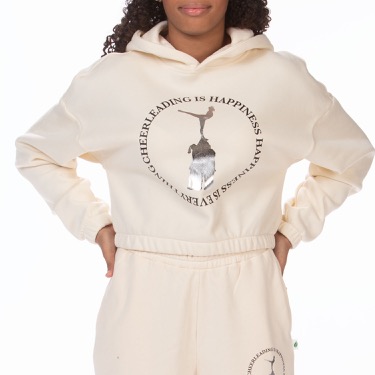 Short Oversized Sweat Hoodie - Happiness - CHEERCITY.shop