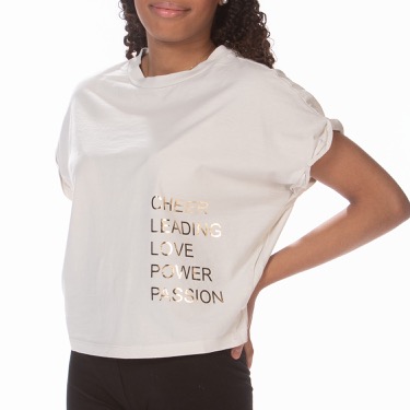 Ladies Cropped Shirt - Power Gold - CHEERCITY.shop