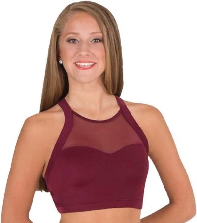 Womens Hi-Neck Crop Dance Bra with Mesh Style - NL9009