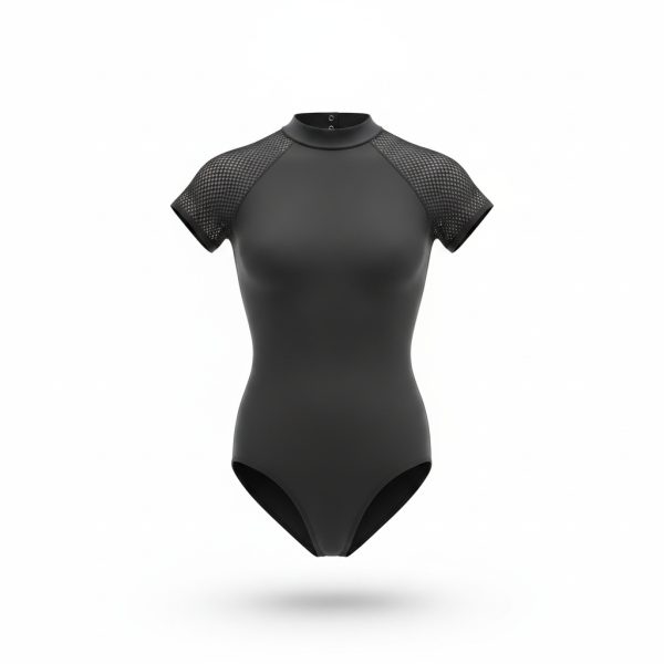 BODY WRAPPERS OPEN MESH SHORT SLEEVE LEOTARD - P1160