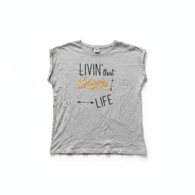Ladies Extended Shoulder Tee „Livin‘ that cheer life“