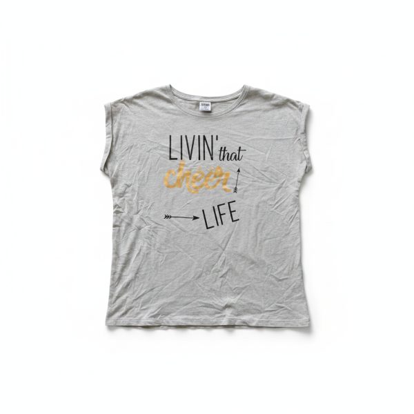 Ladies Extended Shoulder Tee „Livin‘ that cheer life“